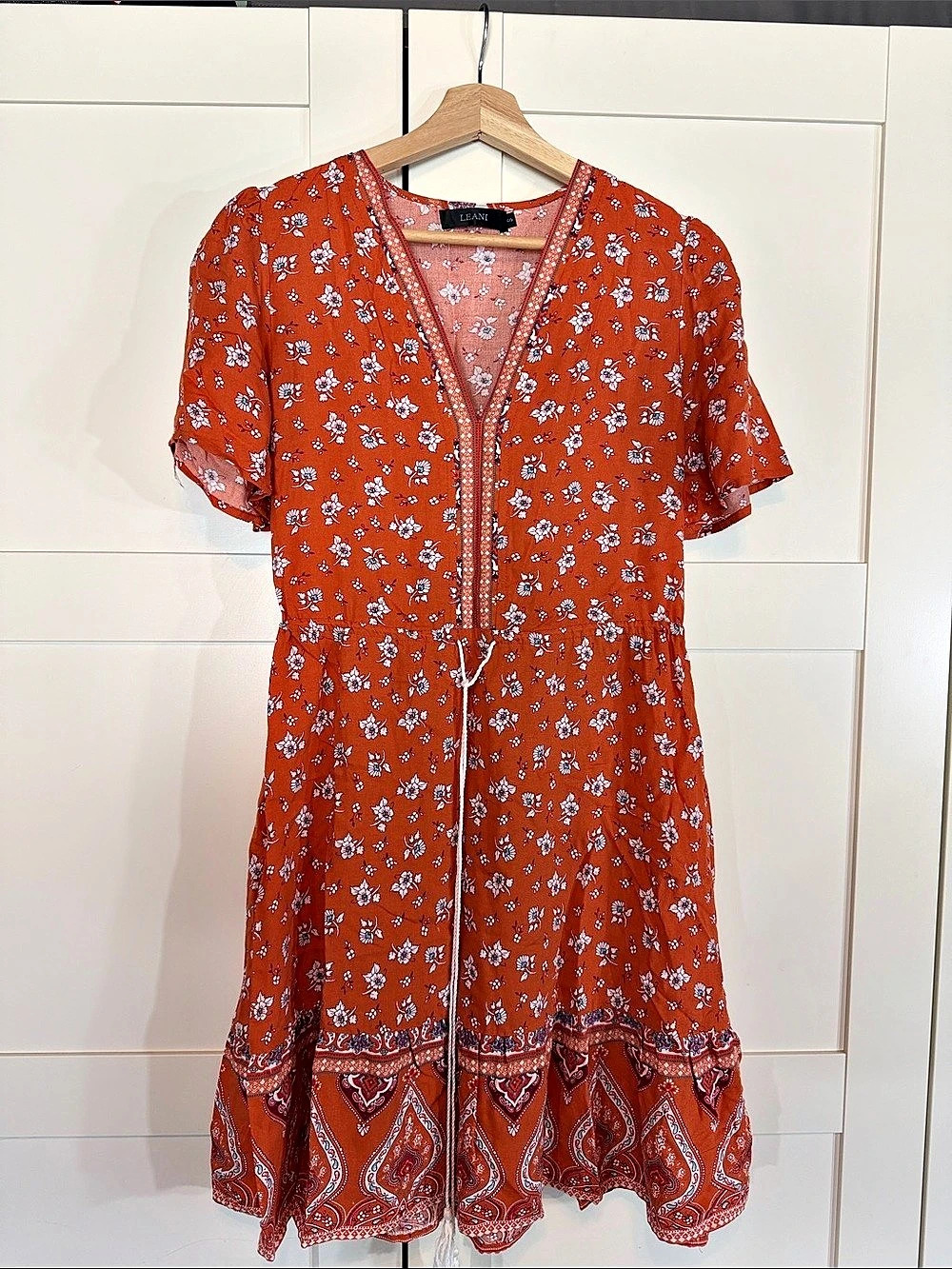 Leani Floral Mini Dress in Orange B17